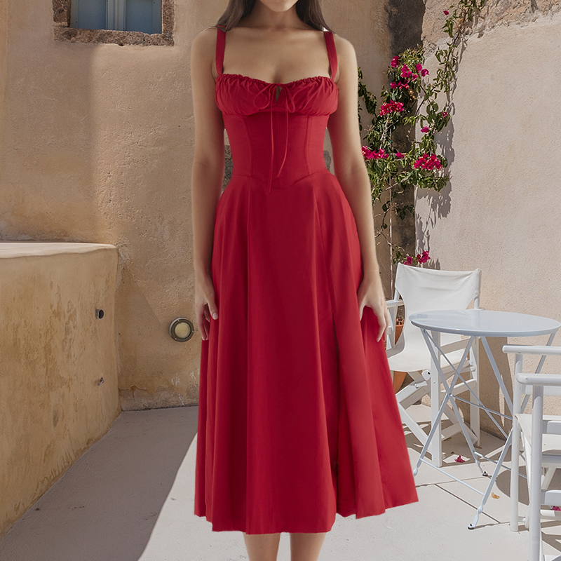 Tryckt Bustier Solklänning