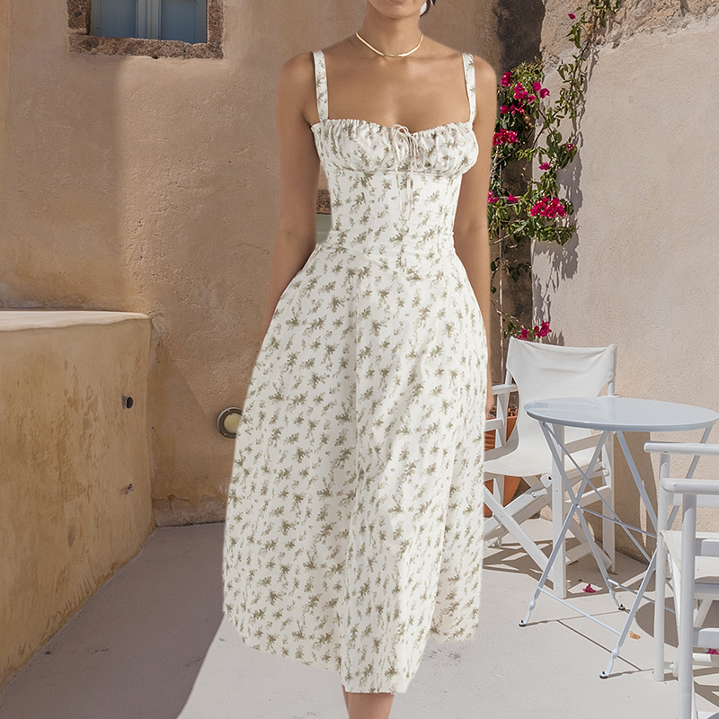 Tryckt Bustier Solklänning