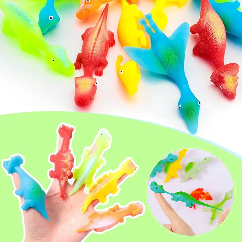 Fingerleksaker med slungskott Dinosaurier (10 st)