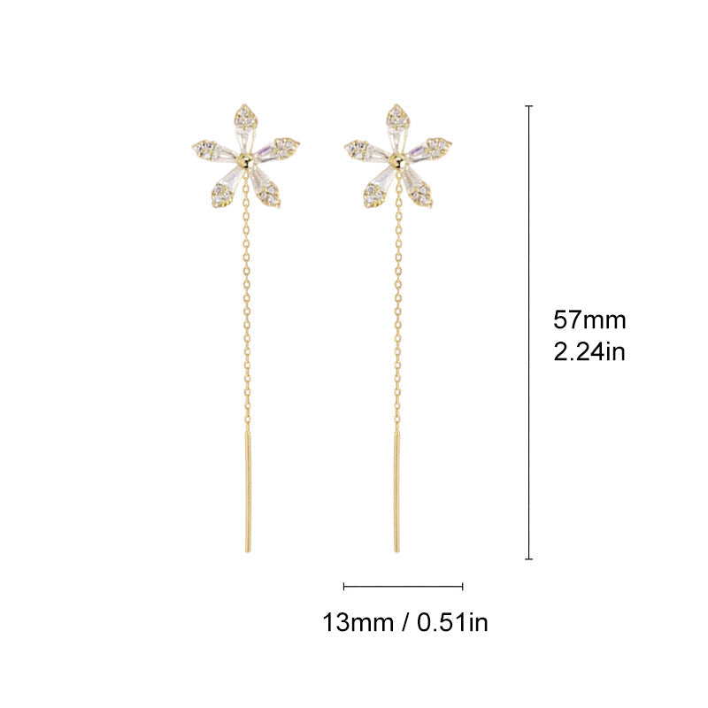 Blomsterörhängen med glänsande fransar