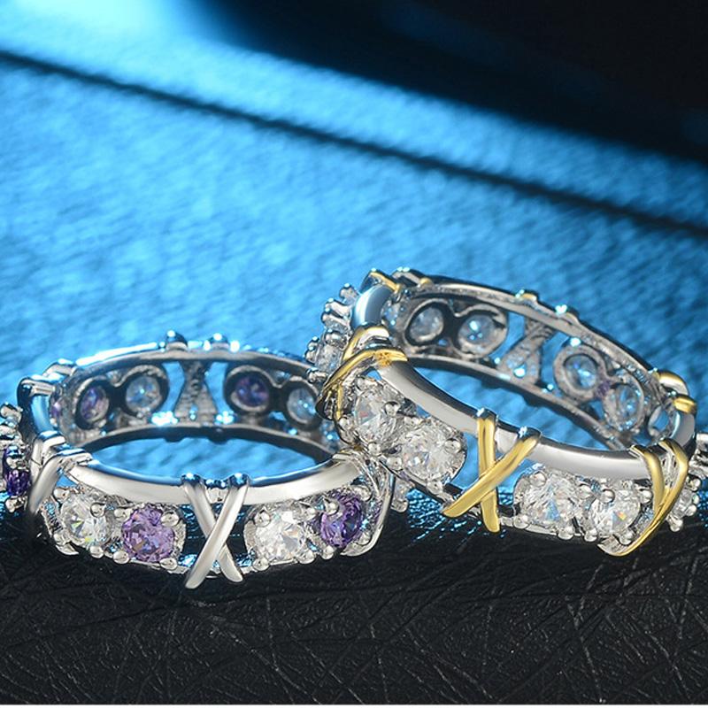 Guldpläterad Dichroic Inlagd Zirkon Ring