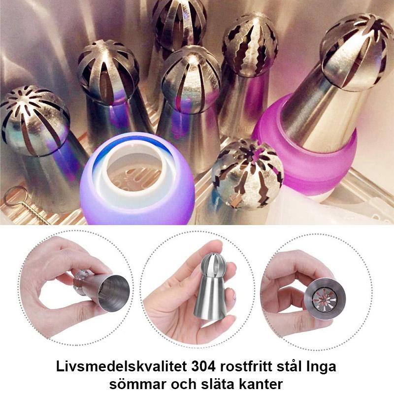 Packad med 8 tyllrörspåsar för tårtdekorationer