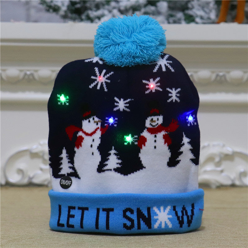 Färgglad lysande stickad julhatt