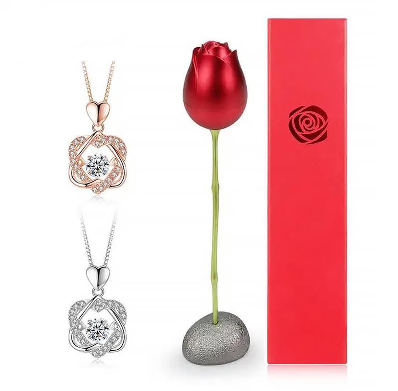 Hjärta halsband set med ros
