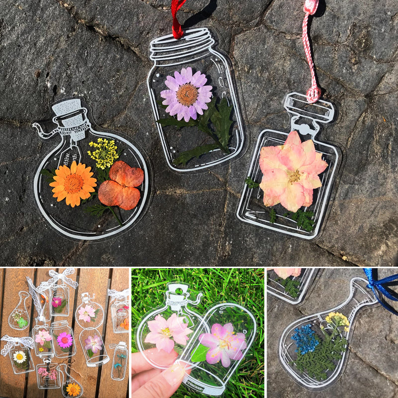 Transparenta bokmärken för torkade blommor