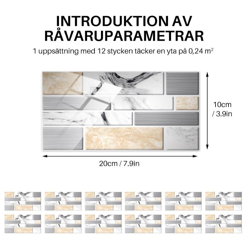 Kakeldekor | Självhäftande | 3D